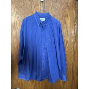 Eddie Bauer 100% Cotton Shirt Men's Large‎ Blue Long Sleeve Button Up